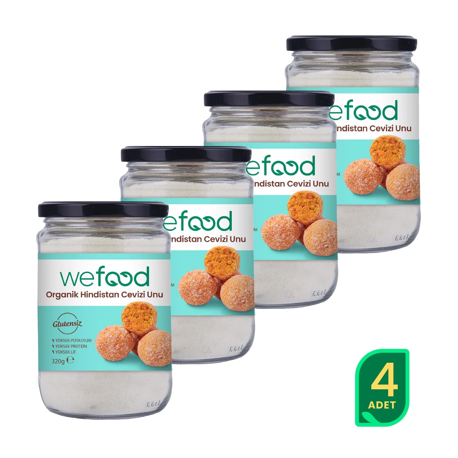 Wefood Organik Hindistan Cevizi Unu 320 gr 4'lü